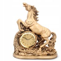 LIVELLO Zegar Kominkowy Stojący Ceramiczny Retro Złoty 35 cm Duży KOŃ
