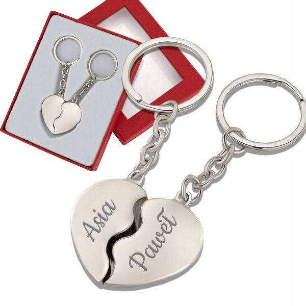BRELOK do KLUCZY SERCE ŁAMANE dla PAR WALENTYNKI zdjęcie 1