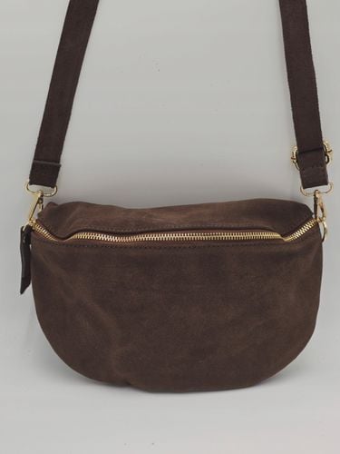 Torebka listonoszka nerka skóra naturalna zamsz brąz czekolada TS 04-540 na Arena.pl