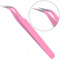 Pęseta Do Przedłużania Stylizacji Rzęs Różowa Skośna Wygięta Punktowa