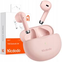 mcdodo słuchawki bezprzewodowe douszne bluetooth 5 z mikrofonem etui różowe