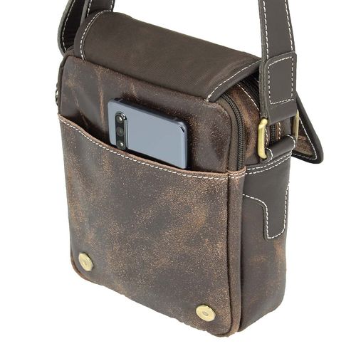 skórzana listonoszka męska wild tiger - brązowa na Arena.pl