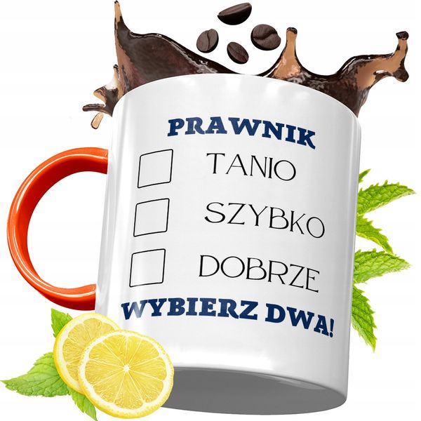 Kubek Pomarańczowy Dla Prawnika Prezent Z Nadrukiem Ze Zdjęciem zdjęcie 1