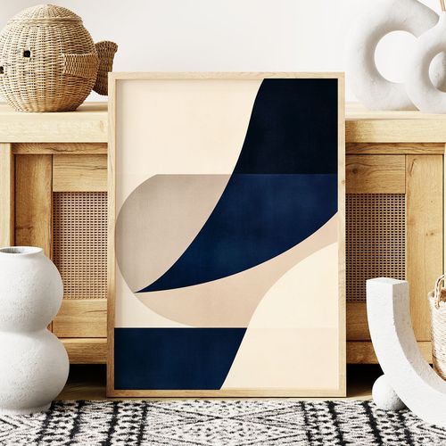 Plakat kompozycja niebieska beżowa 40x50 cm na Arena.pl