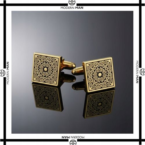 ZESTAW SPINKI DO MANKIETÓW I KRAWATU ZŁOTE NOWOCZESNE PREZENT DLA NIEGO na Arena.pl