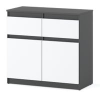 Komoda Do Pokoju Młodzieżowego Mała Szafka 2 Szuflady 80cm Szara Biała