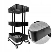 METALOWY WÓZEK WIELOFUNKCYJNY 3-POZIOMY KÓŁKA REGAŁ STOLIK DUŻY 74CM