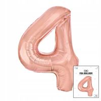 BALON FOLIOWY CYFRĄ CYFERKA 4 ROSE GOLD NA IMPREZE URODZINOWĄ 40cm