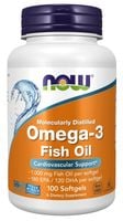 NOW Foods Omega-3 1000mg Kwasy 180mg EPA 120mg DHA Molecularly Dist. 100k
