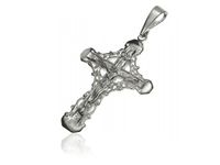 ELEGANCKI DUŻY SREBRNY AŻUROWY KRZYŻ GRUBY ŁAŃCUCH