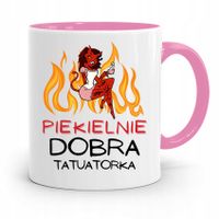 Dla Tatuażystki Tatuażysty Kubek Różowy Na Prezent Z Nadrukiem Ze Zdjęciem
