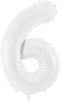 Balon foliowy Cyfra 6, 86cm, biały XL