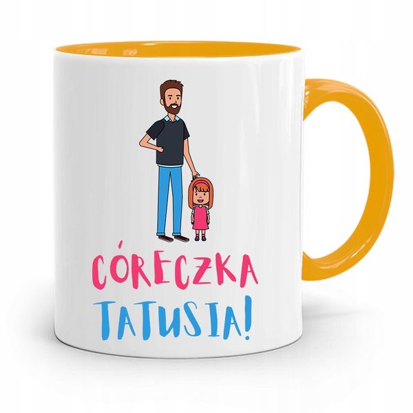Kubek Żółty Prezent Dla Córki Córeczka Tatusia Z Nadrukiem Ze Zdjęciem zdjęcie 1