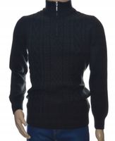 Ciepły wełniany sweter męski ze stójką półgolf szetland na zamek z wełny M