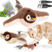 Interaktywna zabawka dla kota pluszowy ptak ruchomy ptaszek + kocimiętka