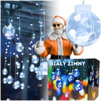 Kurtyna świetlna 108 led kule lampki wiszące świąteczne światełka bombki