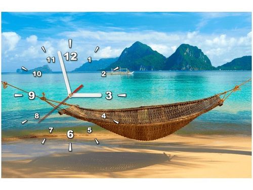 60CM 40CM ZEGAR OBRAZ HAMAK PLAŻY DRUK PŁÓTNO RAMA na Arena.pl