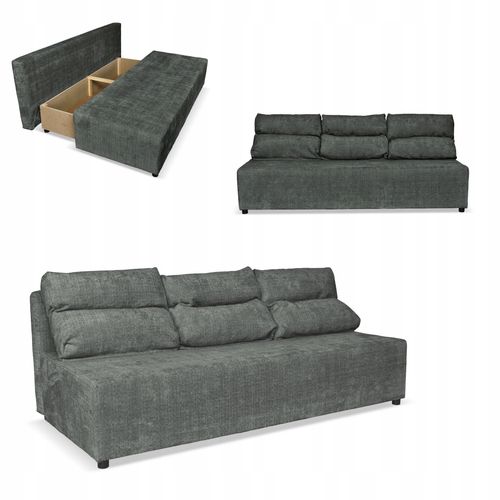 Kanapa sofa KIMO funkcja spania pojemnik Family Meble Ramona c. szary welur na Arena.pl