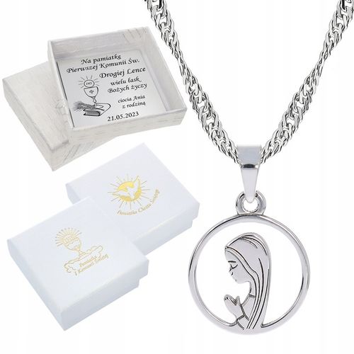 ŁAŃCUSZEK SREBRNY MEDALIK KOMUNIJNY MATKA BOSKA 50 na Arena.pl