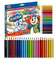 KREDKI OŁÓWKOWE JUMBO 24 KOLORY GRUBE BAMBINO ZŁOTA SREBRNA