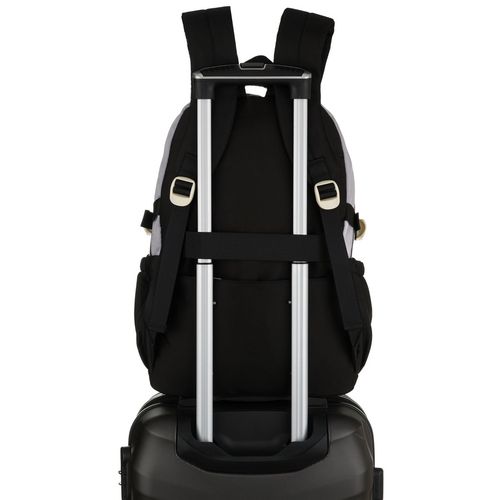 szaro-czarny plecak szkolny z poliestru z dodatkową saszetką - peterson na Arena.pl