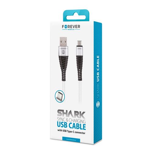 Kabel Forever USB typ-C Shark biały 1m 2A na Arena.pl