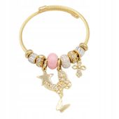 Bransoletka charms modułowa sztywna regulowana kolor złoty Motyl 07