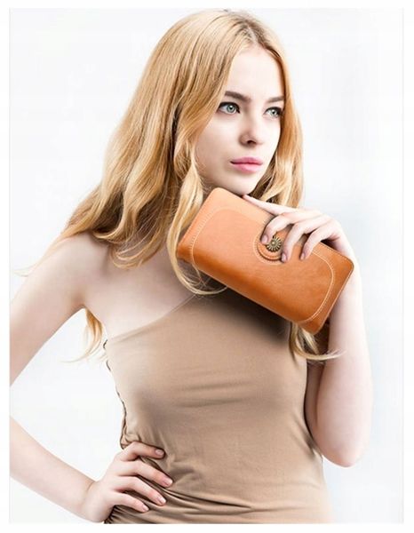 Portfel Damski Skórzany Duży Ażurowy zdjęcie 9