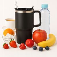 KUBEK TERMICZNY ZE SŁOMKĄ STAL NIERDZEWNA DUŻY XXL 1200 ML 6-8 H CZARNY