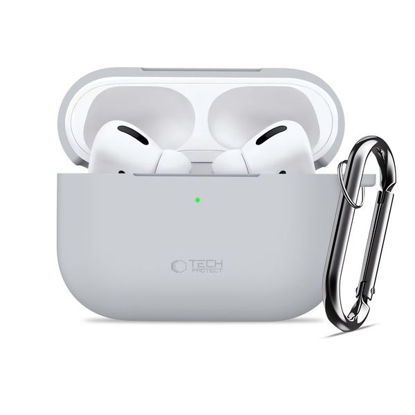 tech-protect silicone hook apple airpods pro 3 crayon grey zdjęcie 3
