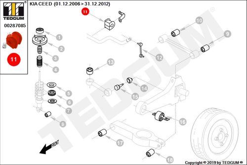 KIA CEED PU TULEJA STABILIZATORA TYL 06- na Arena.pl