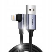 UGREEN KABEL PRZEWÓD KĄTOWY MFI USB-A DO LIGHTNING IPHONE 2.4A W OPLOCIE 1M