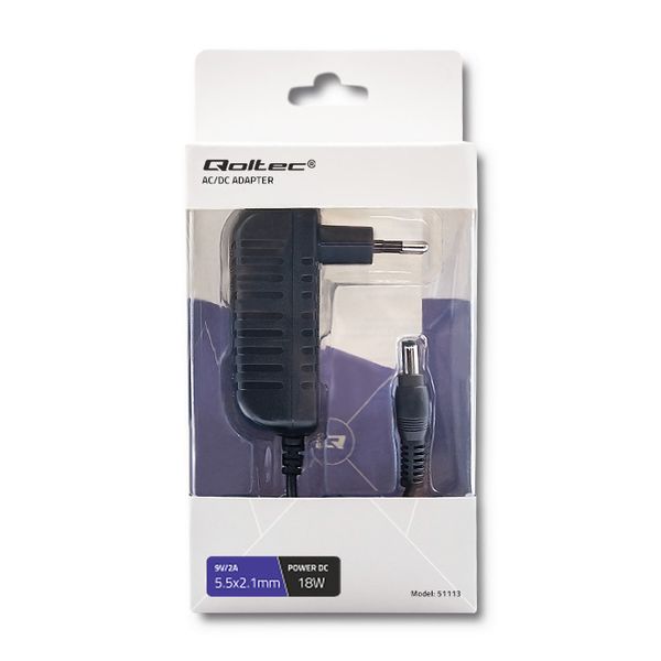 Qoltec Zasilacz sieciowy 9V | 2A | 18W | 5.5*2.1 zdjęcie 2