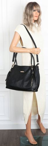 Torebka Damska Shopper Worek Pojemna Miejska Modna Torba CH7721 Czarna na Arena.pl