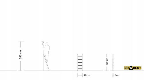 Drabina aluminiowa przystawna profesjonalna 5 stopniowa DRABEST + HAK na Arena.pl