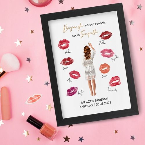 Ramka WIECZÓR PANIEŃSKI na odcisk ust PLAKAT A4 na Arena.pl