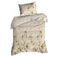 Pościel satynowa bawełniana z nadrukiem SPRING2 140X200 + 70X80X1 beżowa