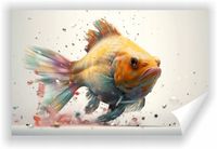 Fototapeta PREMIUM STRUKTURA ZMYWALANA dla dzieci dinozaury kolorowa rybka