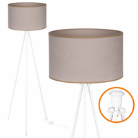Lampa Podłogowa Trigni Biała - Skandynawski Design Jasny beż SOFT abażur