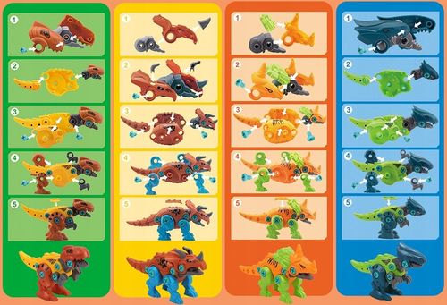 Klocki konstrukcyjne DINOZAURY do skręcania ZESTAW z wkrętarką śrubokrętem na Arena.pl