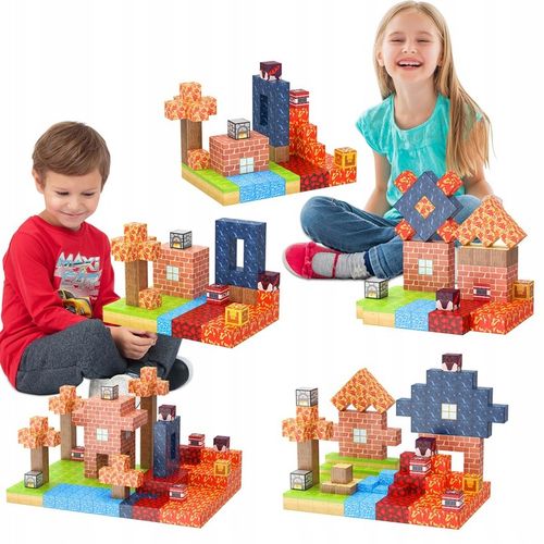 KLOCKI MAGNETYCZNE MINECRAFT BLOKI KLOCKI PIXELE SZEŚCIANY 100 KLOCKÓW na Arena.pl