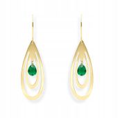 KOLCZYKI SREBRNE POZŁACANE Z CYRKONIĄ SZMARAGD