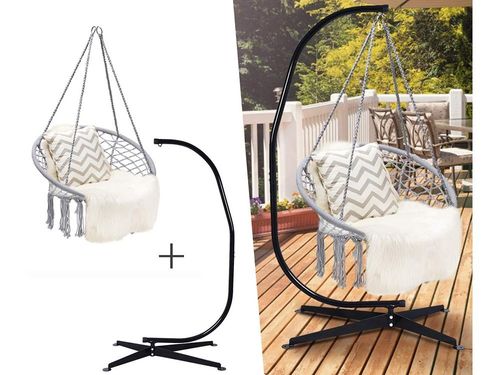 SZARY HAMAK FOTEL WISZĄCY HUŚTAWKA BOCIANIE GNIAZDO HUŚTAWKA BOHO na Arena.pl