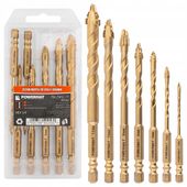 WIERTŁA DO PŁYTEK GRESU SZKŁA CERAMIKI ZESTAW WIERTŁ 7 SZT HEX 1/4 3-12MM
