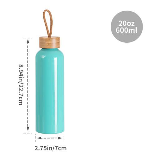 Aluminiowa butelka na wodę 600 ml z bambusową pokrywką do sublimacji - miętowa na Arena.pl