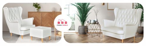 Zestaw uszak Gaja ekoskóra skaj sofa fotele pufy szary na Arena.pl