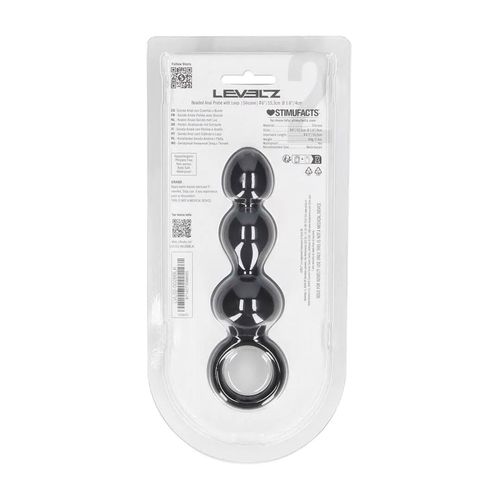 beaded silicone anal probe with loop - black na Arena.pl