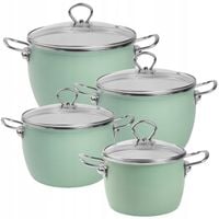 Zestaw garnków emaliowanych 2,3L 3L 4L 5L seledynowe INDUKCJA GAZ