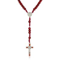 Różaniec drewniane bordowe paciorki