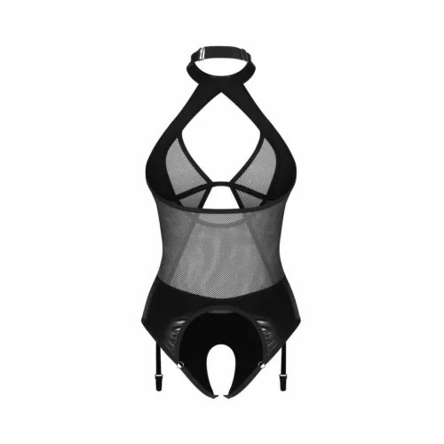 obsessive dominna teddy black z paskami i otwartym krojem, s/m na Arena.pl